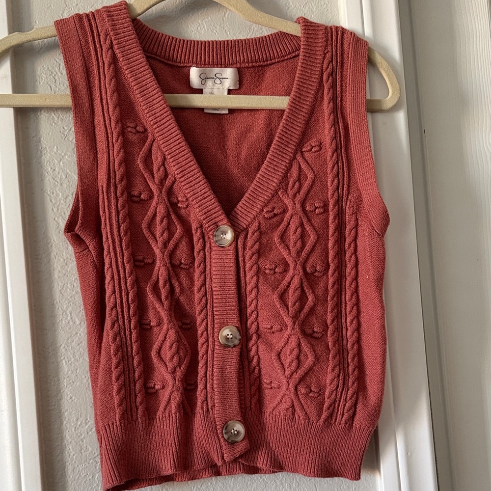 Jessica Simpson Rust V-Neck Sweater Vest